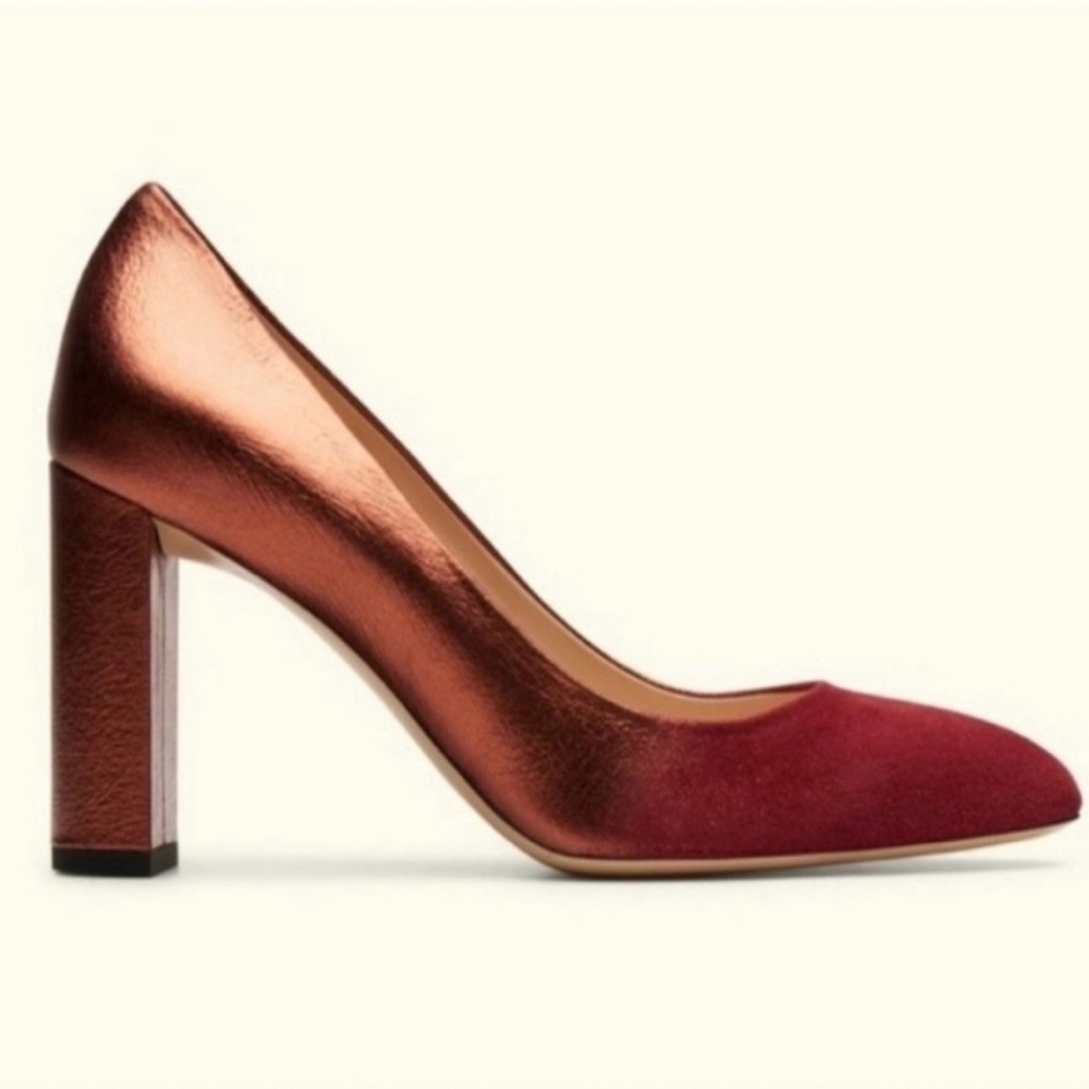 M. Gemi Lustro Suede+Leather Heels Ombré Chianti Copper red holiday metallic 38 - Picture 2 of 13